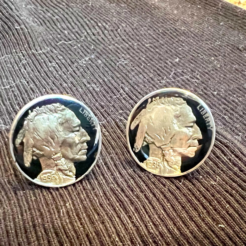 Indian head vintage coin lacquered cufflinks